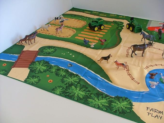 Farm Play Mat for Farm Toys | Foldable Solution |Large Size 57” x 57” | Farm Animals | Tractor Play| Activity Mat | by Play Mat Factory-PurrikoPets