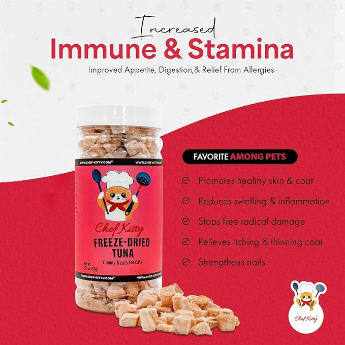 Freeze-Dried Tuna Treats for Cats & Dogs – 100% Wild Caught, Single Ingredient, High-Protein, Healthy Snack – No Additives or Preservatives – 1.7oz - Inspected & Tested in USA-PurrikoPets