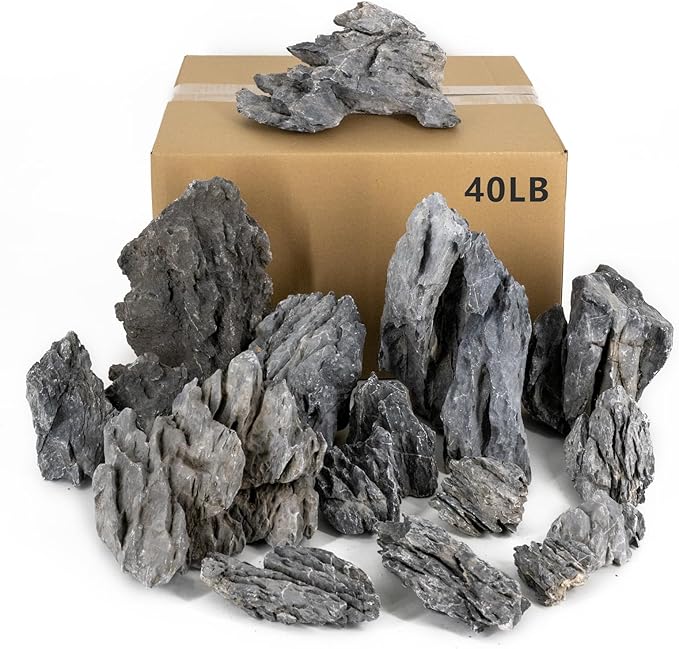 Dragon Stone Aquarium Rock Seiryu Stone for Aquariums, Fish Tanks, Bonsai, Terrariums, Wargaming Dioramas, Indoor or Outdoor Gardens-40Lb(2-10 Inch)-PurrikoPets