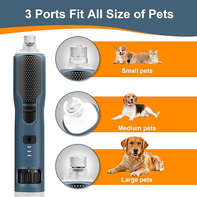 Dog Nail Grinder 7-Speed & 360° LED Light, Professional Pet Nail Grinder for Dogs and Cats, Electric Dog Nail Trimmer Painless Paws Grooming & Smoothing Tool for Large Medium Small Dogs Cats Pets-PurrikoPets