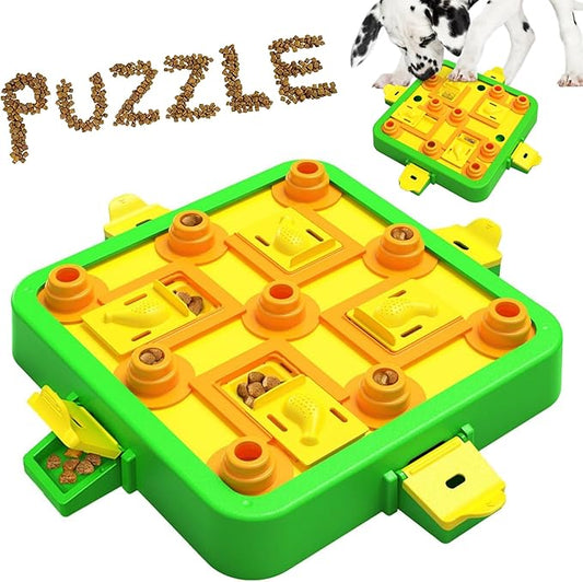 Dog Puzzle Toy Mental Stimulation - Level 3 in 1 Dogs Food Feeder Puzzle, Dog Treat Puzzle Feeder (Advanced-Green Board)-PurrikoPets