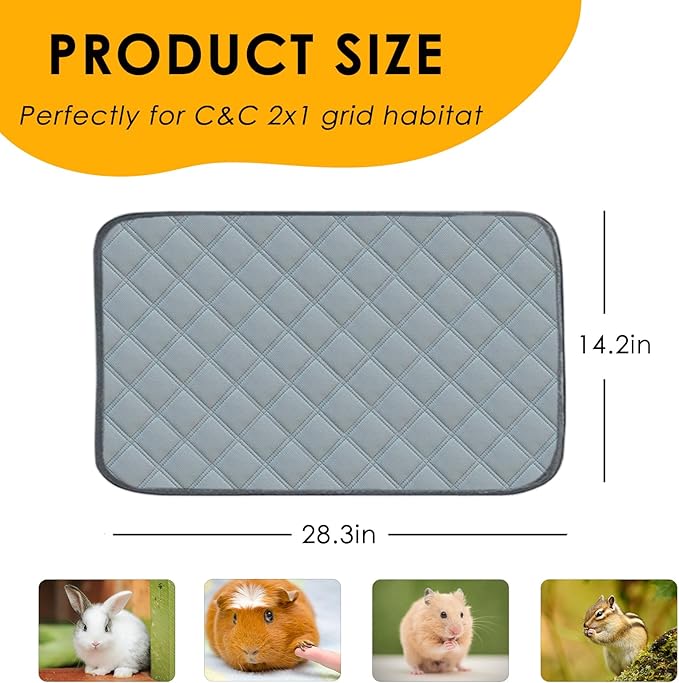 4 Pack Guinea Pig Cage Liners for C&C 2x1 Habitat Washable Guinea Pig Bedding Super Absorbent | Waterproof | Non Slip| Reusable Guinea Pig Pee Pads for Small Animals Cages-28 x 14 Inch-PurrikoPets