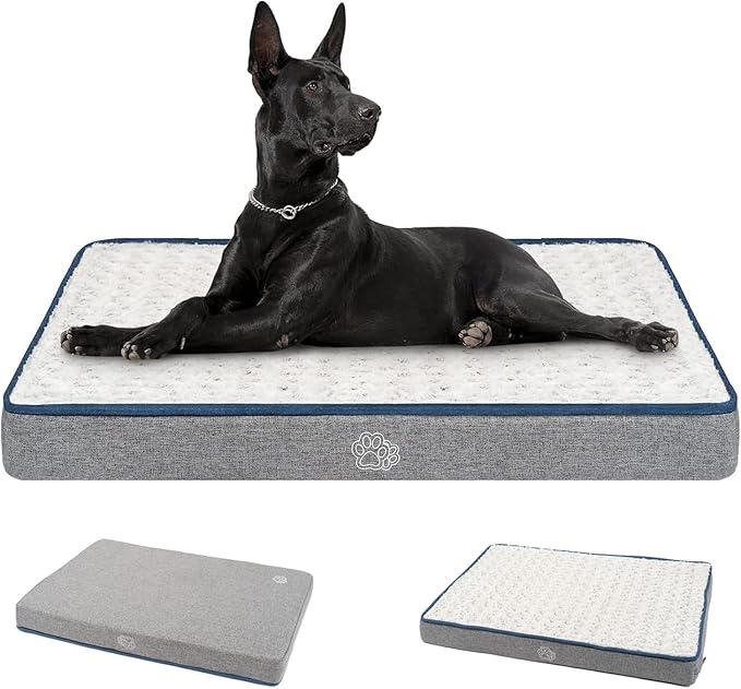 EMPSIGN Reversible Cool and Warm Dog Bed for Crate Pad, Pet Beds with Washable and Removable Cover, Dog Crate Beds Sleeping Mats, Beds for Dogs Crate for Large Medium Small Dogs, Grey-PurrikoPets