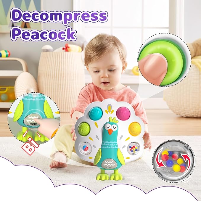 5 in 1 Baby Toy for 12 18 Month, Learning Toys for Babies 12-18 Months, Baby Busy Cube, Stacking&Sensory, Pull String&Piano Xylophone Toy, Birthday Gift for 12+ Month-PurrikoPets