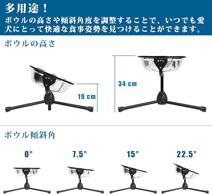 Elevated Dog Bowl with Adjustable Metal Stand,Extra Large Size for Dogs Heavier Than 100 lbs,1.24 Gal 4.7 Liter, Stainless Steel Dog Food Bowl Height Adjustable Non-Slip Raised Dog Bowl Set-PurrikoPets