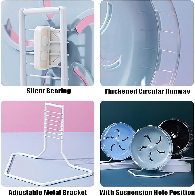 GKYZBB Hamster Wheel, 8.5 inch Silent Hamster Exercise Running Wheel with Stand,Pet Small Animals Exercise Running Toys,Adjustable Quiet Spinner for Guinea Pigs, Sugar Gliders, Gerbils-PurrikoPets