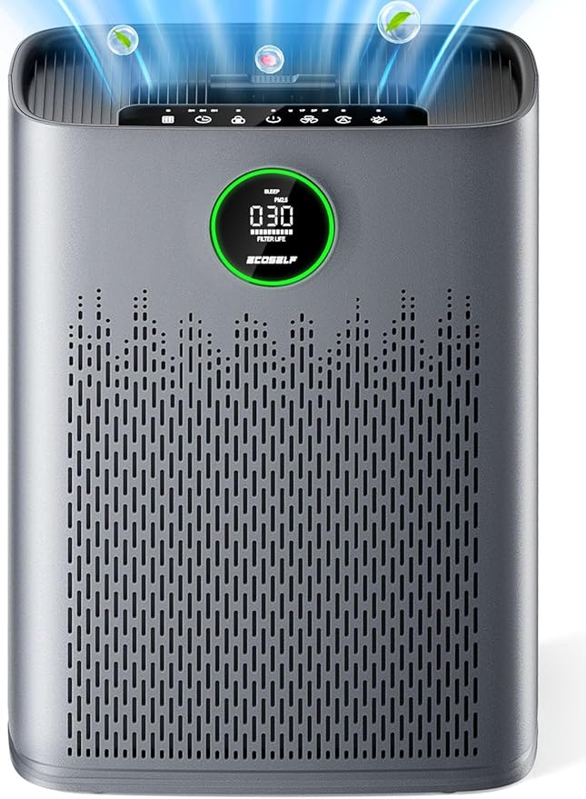 Air Purifiers for Home Large Room, Cover Up to 2400 Ft² with True HEPA Filter, Smart Mode, PM2.5 Air Quality Display, 22dB Sleep Mode, Aromatherapy with 2X-Purification & 360°Air Outlet, HAP603, Grey-PurrikoPets