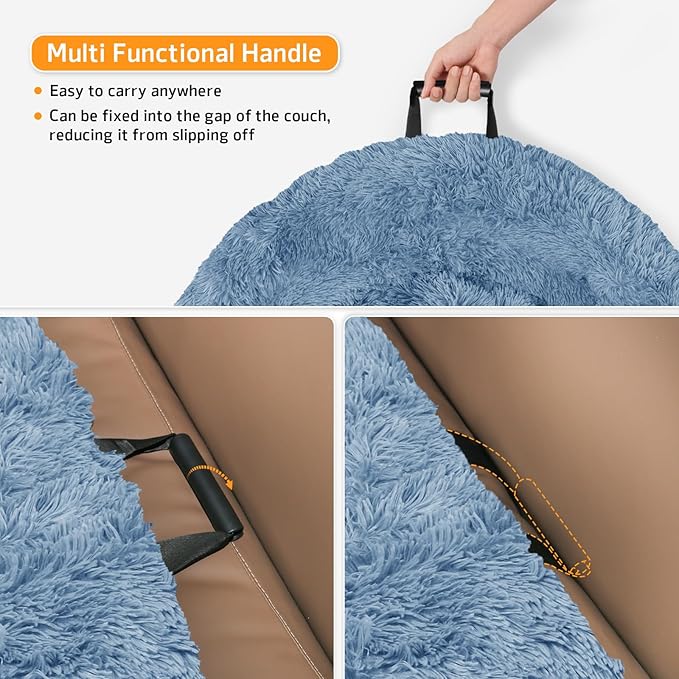 GGIB Calming Dog Bed Fluffy Plush Dog Mat for Furniture Protector with Removable Washable Cover for Large Medium Small Dogs and Cats (Extra Large (53x39.3x6), Navy)-PurrikoPets