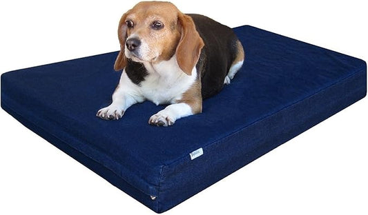 Dogbed4less Premium Gel Memory Foam Dog Bed, Durable Denim Cover with Waterproof Liner and Extra Pet Bed Case, 35"X20"X4" Small to Medium Pet-PurrikoPets