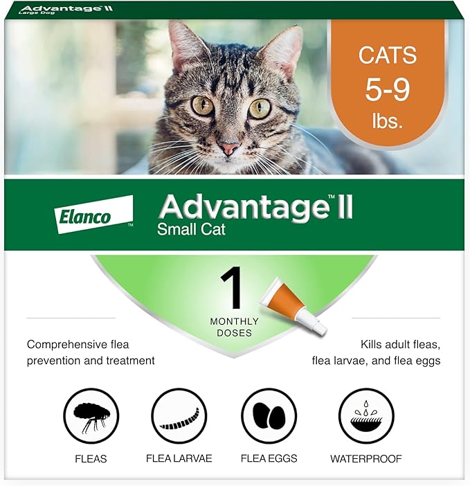 Advantage II Small Cat Vet-Recommended Flea Treatment & Prevention | Cats 5-9 lbs. | 1-Month Supply-PurrikoPets