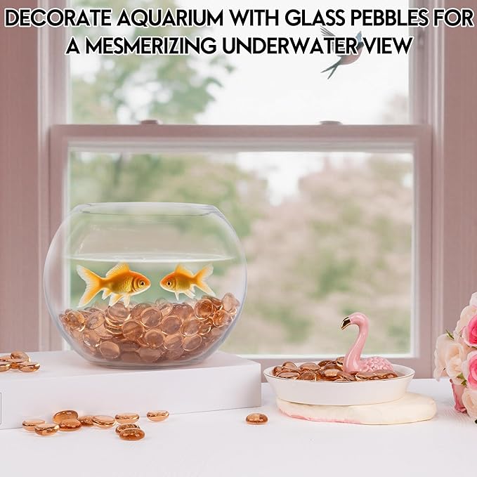 Glass Marbles, 0.97 LB Transparent and Smooth Flat Glass Beads for Vases, Mosaic Gem Pebbles for Aquarium Decor, Floral Arrangements, Mancala Stones, Vase Filler and Crafts, Pink-PurrikoPets