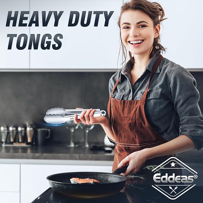 2 Pcs 7 Inch Small Tongs, Heavy Duty Stainless Steel Kitchen Tongs, For Cooking, Food, Buffet, Salad, Fruits, Bread, Dishwasher Safe-PurrikoPets