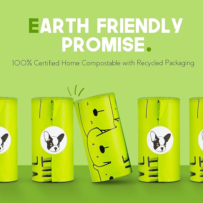 100% Certified Home Compostable Dog Poop Bags with Handles - 10% to Charity - ASTM D6400 & EN 13432 Compliant - 120 x Plant Based X Large Compostable Poop Bags (10 Rolls)-PurrikoPets