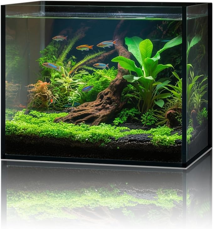 2.6 Gallon Glass Fish Tank Cube, Small Aquarium Fish Bowl for Betta Goldfish Snails Shrimp Aquatic Planting, Easy to Maintain Ultra Clear Rimless Design for Desktop Small Spaces-PurrikoPets
