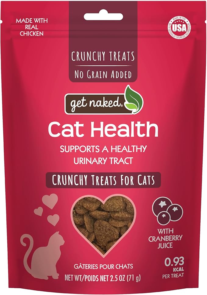 Get Naked Urinary Health Crunchy Treats For Cats, Cranberries, (1 Pouch), 2.5 Oz-PurrikoPets