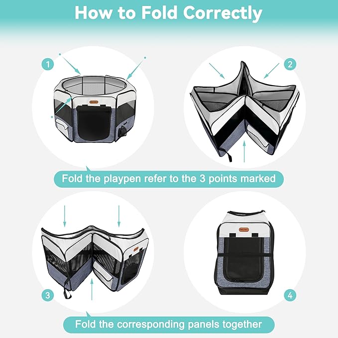 Dog Playpen, Portable Pet Play Pen Foldable Carrying Case, Puppy Pens Outsid for Small Cat Indoor/Outdoor, Removable Mesh Shade Cover-PurrikoPets