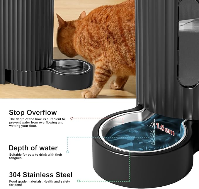 Gardner Pet Automatic Gravity Cat Food Feeder and Water Dispenser Stainless Steel Two-in-One Set Large Capacity Dispenser for Pets Dogs, Puppies, Kittens-PurrikoPets