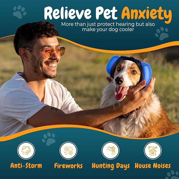 Dog Ear Muffs for Noise Protection, 29dB NRR Dog Earmuffs, Noise Cancelling Headphones for Dogs-PurrikoPets