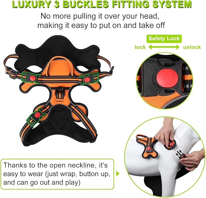 Dog Harness, Adjustable Reflective Dog Vest No Pull Dog Harness with Badge and Bow Tie for Puppy Small Medium Large Dogs-PurrikoPets