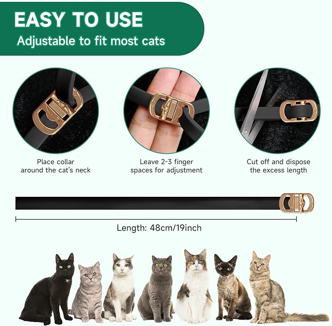 4 Pack Flea Collar for Cats, Cat Flea and Tick Treatment, 8 Months Protection Flea and Tick Prevention for Cats, Waterproof Cat Flea Collar, Adjustable Cat Flea and Tick Collar for Cats Kittens, Black-PurrikoPets