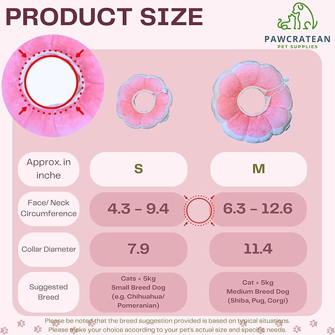Adjustable Comfy Flower Style Elizabeth Collar for Cats and Puppies Soft Recovery Cone Pet Protective Neck Collar (Pink, Medium)-PurrikoPets