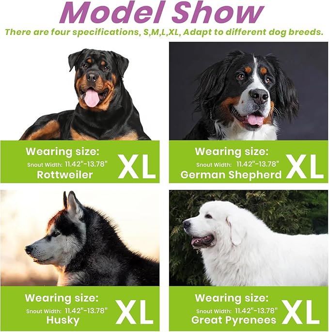 Glow-in-The-Dark Dog Muzzle, Basket Muzzle for Small Medium Large Dogs,Anti-Biting Chewing, Lightweight Cage Design,Allows Drinking & Panting,for Grooming & Training(Transparent Size XL)-PurrikoPets