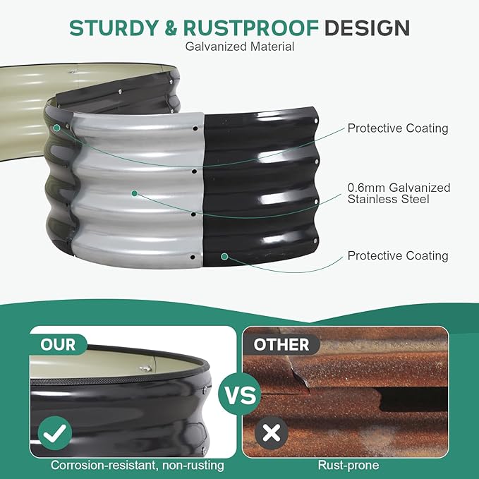 Galvanized Raised Garden Bed Outdoor - 4x2x1FT (2 Pack) Metal Garden Planter Box with Safety Edging and Gloves, Raised Bed for Gardening Vegetables Fruits and Flowers - Grey-PurrikoPets