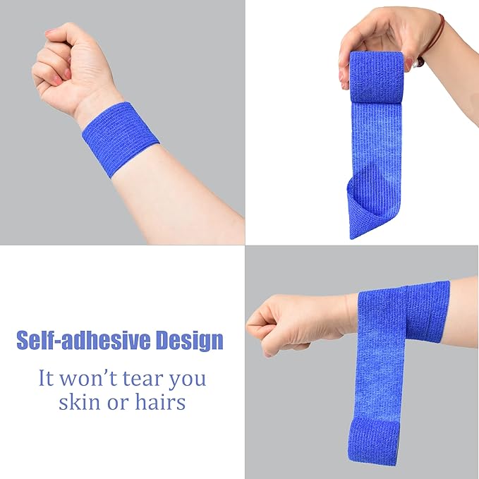 9 Pack 2" x 5 Yards Self Adhesive Bandage Wrap Self Stick Wrap for Ankle, Wrist, Finger, Sports, Breathable Cohesive Vet Tape for Pets (D Dark Blue)-PurrikoPets