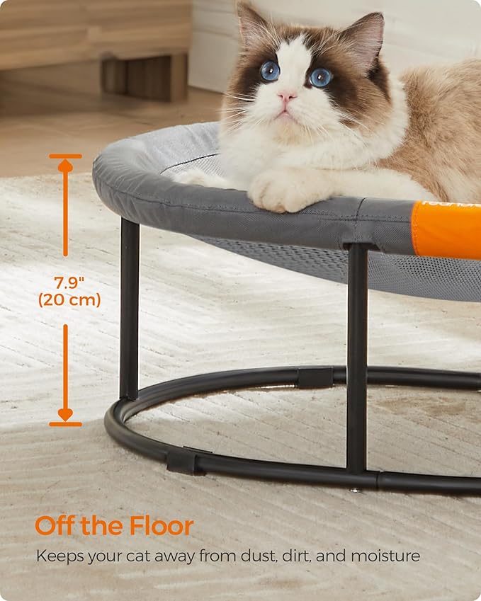 Feandrea Pet Bed, Cat Hammock, Elevated Cat Bed for Multiple Cats, with Removable Washable Mesh, for Pets up to 28 lb, Oval, Gray UPCB002G01-PurrikoPets