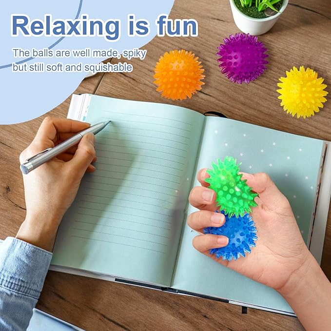 18pcs Fidget Spiky Ball Toys Stress Relief Sensory Toy for Kids Adults Toddlers, Squishy Squeeze Ball for Party Favors, Pinata Fillers, Goodie Bag Stuffers-PurrikoPets