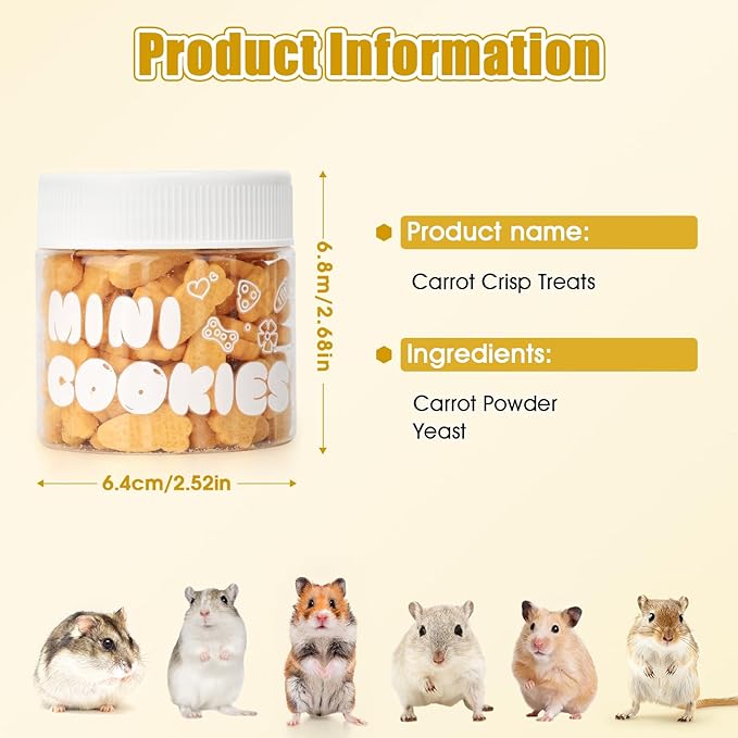 Abizoo Hamster & Gerbil Treats, Crunchy Baked Hamster Snacks with Carrot and Yeast, Natural Training Reward Chew Treats for Small Animals, Supports Digestion and Dental Health-PurrikoPets