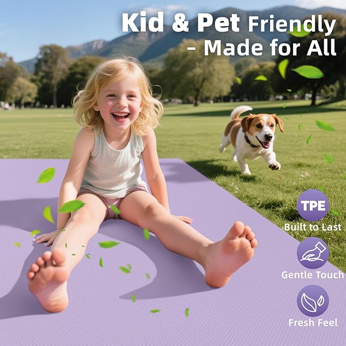 Extra Large Yoga Mat - 72"x35", 72"x48", 78"x57" - Wide TPE Exercise Mat for Home, Stretching, Couples & Family Workouts - 6-12mm Thick, Non-Slip & Waterproof - with Carry Bag and Straps-PurrikoPets