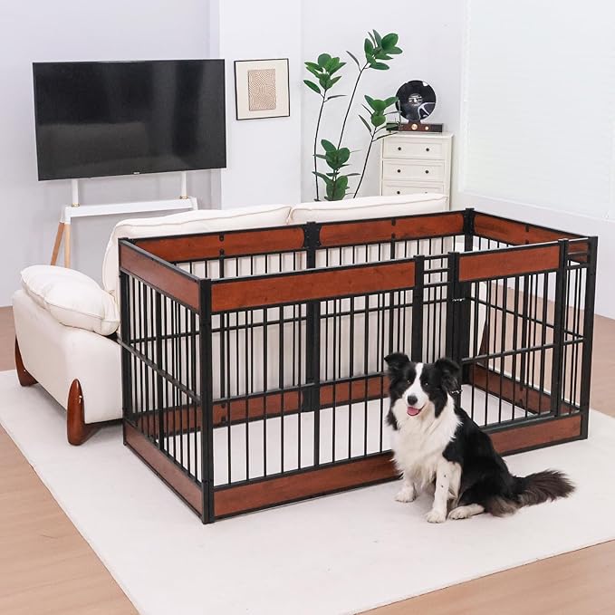 Dog Playpen, 35.4" Height Dog Pen Indoor, Heavy Duty, Safe and Sturdy, Furniture Style Puppy Pen-PurrikoPets
