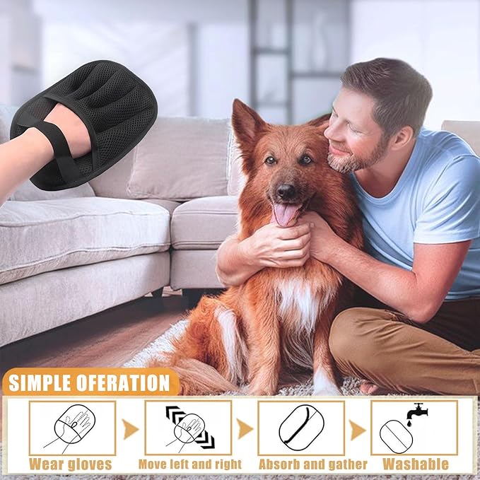 2PCS Pet Hair Removal Glove, Electrostatic Pet Hair Removal Gloves, Upgrade Efficient Grooming Gloves for Pet Hair, Clothing, Couch, Furniture, Carpet, Car Seat-PurrikoPets