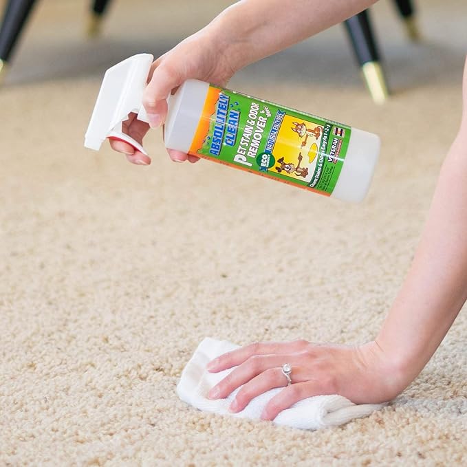 Absolutely Clean Amazing Pet Odor Eliminator for Home, Professional Strength: Natural Enzymes Remove Most Stains in 60 Seconds -Dog/Cat Urine, Vomit, Bile, Feces, Grass, Blood, Drool, More -USA Made-PurrikoPets
