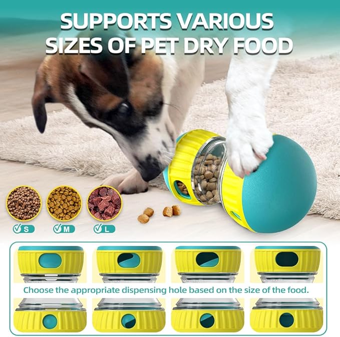 Dog Puzzle Toys, Rolling Treat Dispensing Ball, Brain Stimulation & Slow Feeder, Dog Enrichment Toys to Keep Them Busy (Green)-PurrikoPets