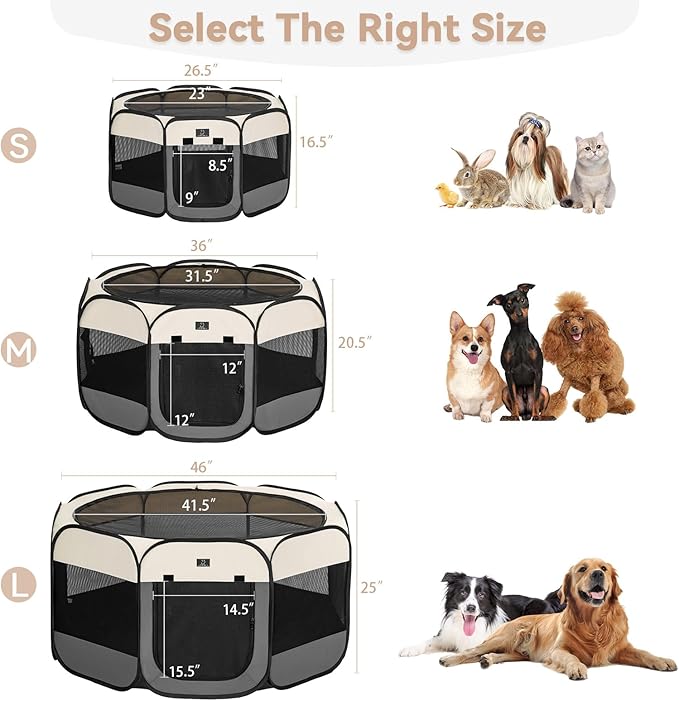 A4Pet Cat Playpen, 39.5” Pop Up Dog Playpen with Bowl, Suitable for Puppies, Kittens, and Small Animals, Removable Zipper & Mesh Panel(16”W × 10”H)-PurrikoPets