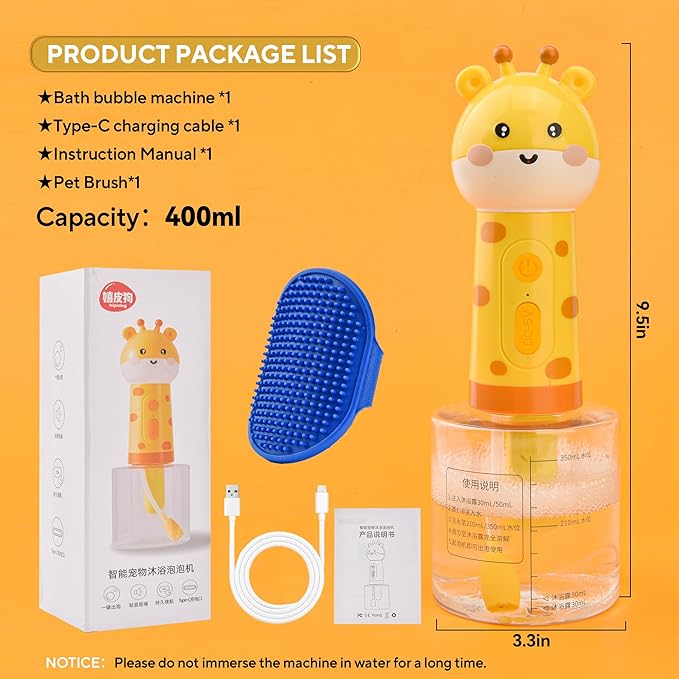 Electric Dog Cleaning Foam Machine with Bath Glove,Automatic Dog Soap Dispenser for Bath, Dog Bath Supplies - Outdoor Dog Shower Attachment for Bathtub for After Walk Pet Wash-PurrikoPets