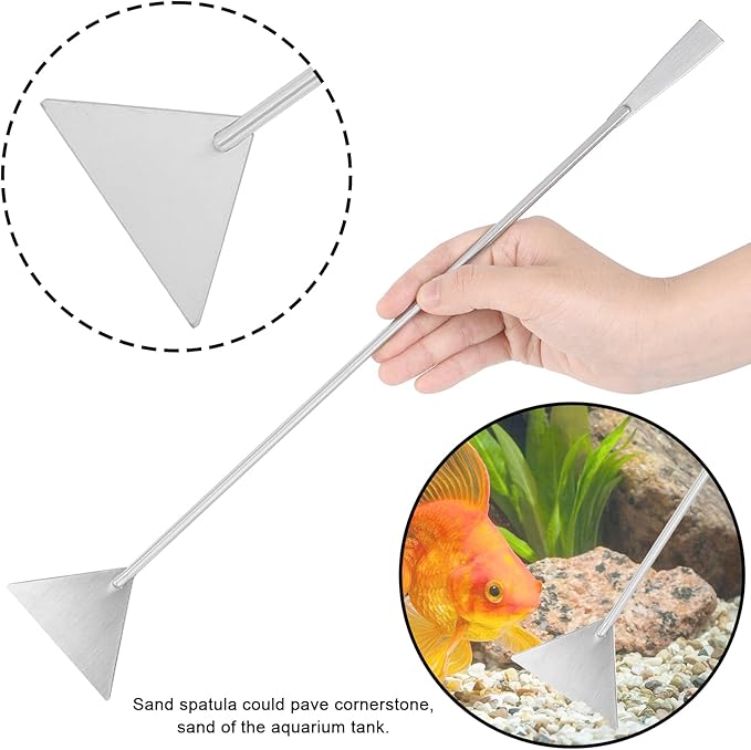 15Inch Extra Long Design Aquarium Aquascaping Tool Stainless Steel Aquascape Tools Kit 4 in 1 Anti-Rust Fish Tank Starter Kit with Long Tweezers Scissors Spatula for Aquarium Plants (Silver)-PurrikoPets