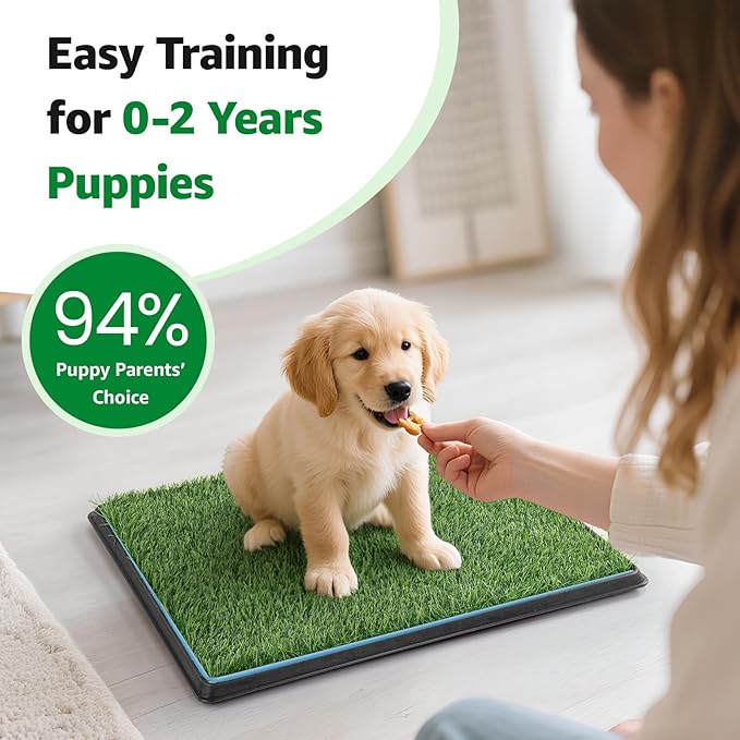 Dog Grass pad with Tray,29”x 18” Indoor Dog Potty with 2 Packs Replacement Artificial Fake Grass-5 Packs Disposable Puppy Pads,for Puppy Training Apartment,Apartment Use-PurrikoPets