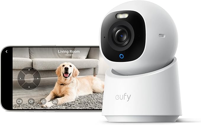 eufy Indoor Cam E30, Latest Generation, 4K UHD Security Camera, Pet/Dog/Baby Camera with Phone app, Color Night Vision, Human/Pet Auto Tracking, 360 Pan-Tilt, Works with Homekit-PurrikoPets