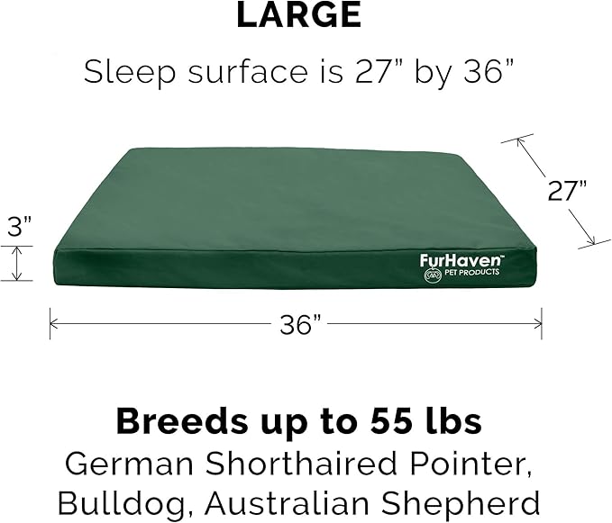 Furhaven Water-Resistant Cooling Gel Dog Bed for Large/Medium Dogs w/ Removable Washable Cover, For Dogs Up to 55 lbs - Indoor/Outdoor Logo Print Oxford Polycanvas Mattress - Forest, Large-PurrikoPets