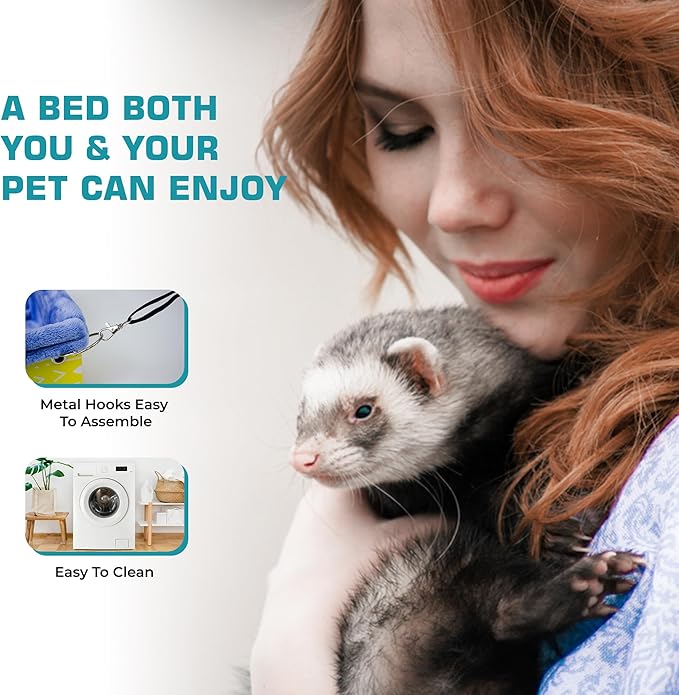 Ferret Hammock For Cage Box, use as Hanging Bed or Secure to Cage. Ferret Cage Accessories w/ Adjustable Straps, Perfect Small Pet Bed, Hanging cat hammock Bed, Guinea Pig Bed or Rabbit Bed.-PurrikoPets