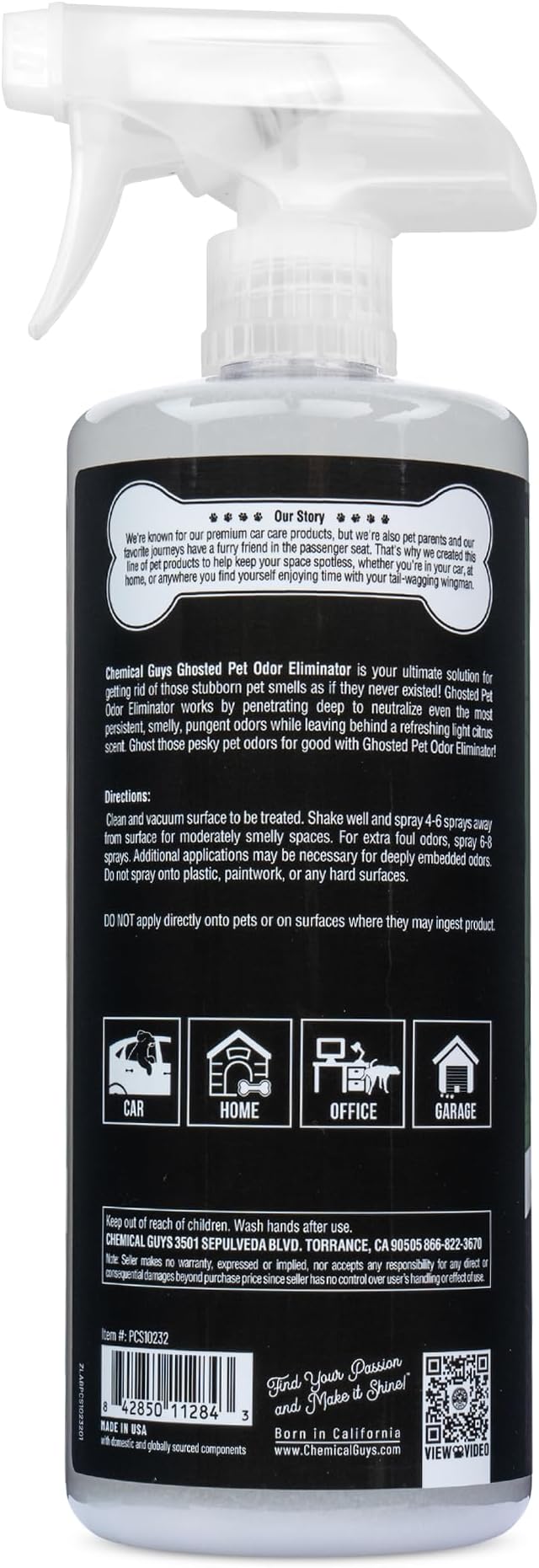 Ghosted Pet Odor Eliminator, Refresh Your Home, Car, Office, & More, from Chemical Guys (32 Fl Oz) - Fresh Citrus Scent - PCS10232-PurrikoPets