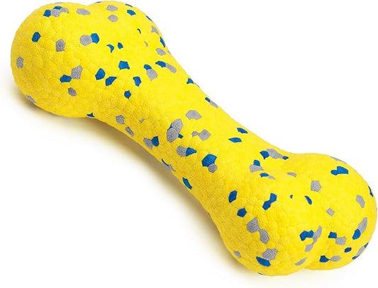 7.28" Indestructible Large Bone Balls for Aggressive Chewers Durable Stick Bouncy Interactive Chew Toy for Dogs Fetch Game Lightweight Floating Outdoor Training, Yellow-PurrikoPets