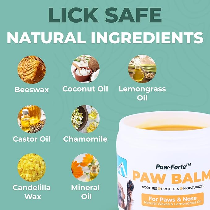 Forticept PAW Balm | Dog Paw Protector from Hot Pavement, Dirt, Salt, Ice and Snow | Soother and Moisturizer for Cracked Dog Paw Pads | Natural Wax Based, Lick Safe 3 oz-PurrikoPets