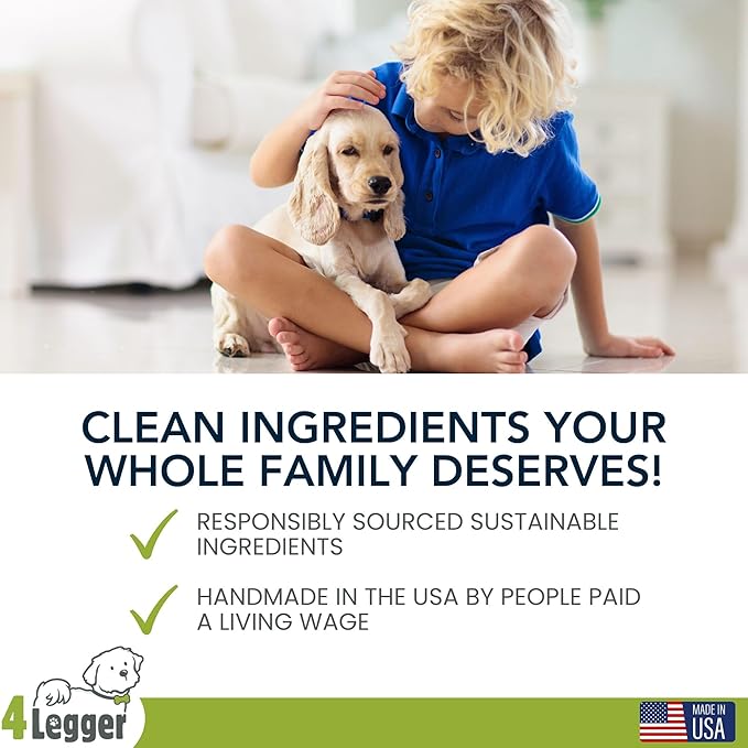 4-Legger Certified Organic Dog Shampoo - All Natural and Hypoallergenic with Aloe and Lemongrass, Soothing for Normal, Dry, Itchy or Allergy Sensitive Skin - Biodegradable - Made in USA - 16 oz-PurrikoPets