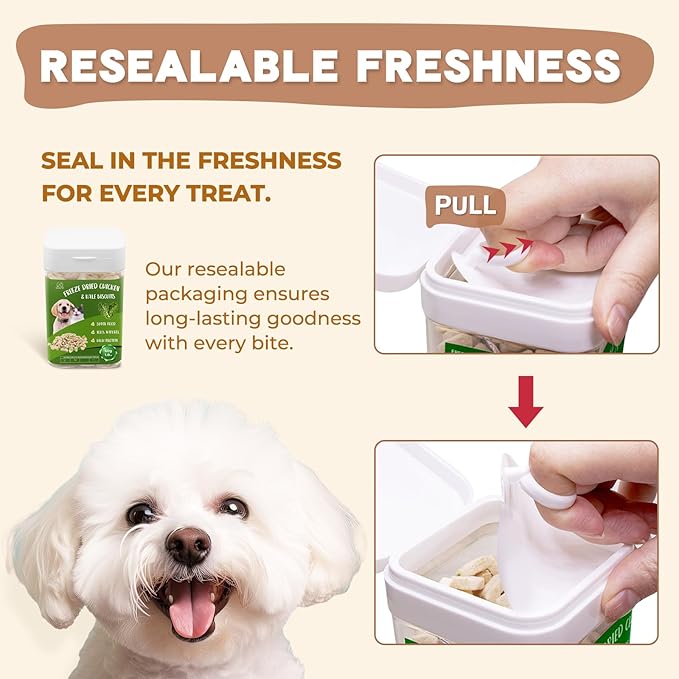 Freeze Dried Chicken & Kale Cube Cat & Dog Treats Biscuits, Dehydrated High Protein Weight Control Traing Treats for Small Dogs Cats 1.8 Ounce-PurrikoPets