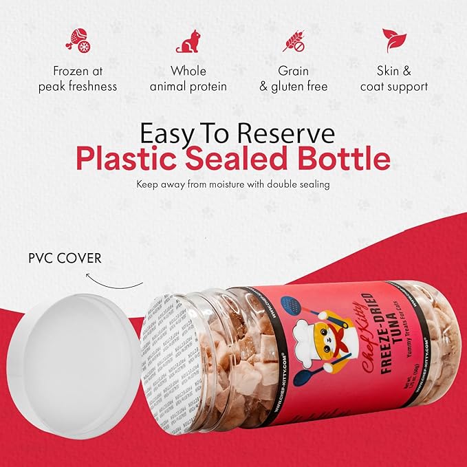 Freeze-Dried Tuna Treats for Cats & Dogs – 100% Wild Caught, Single Ingredient, High-Protein, Healthy Snack – No Additives or Preservatives – 1.7oz - Inspected & Tested in USA-PurrikoPets