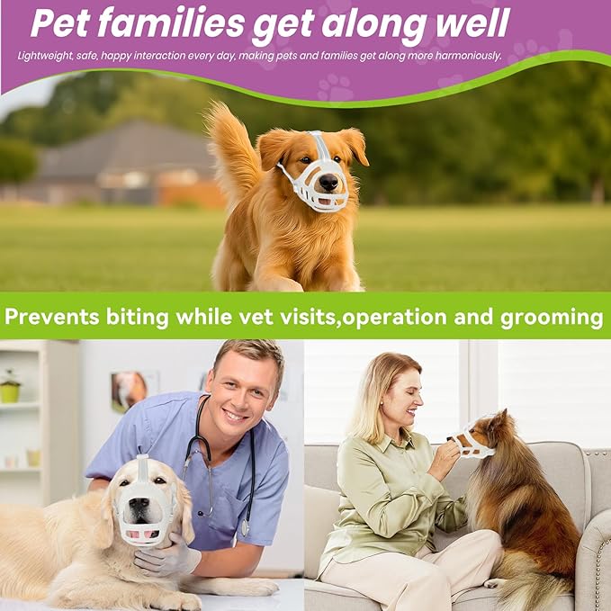 Glow-in-The-Dark Dog Muzzle, Basket Muzzle for Small Medium Large Dogs,Anti-Biting Chewing, Lightweight Cage Design,Allows Drinking & Panting,for Grooming & Training (Transparent Size M)-PurrikoPets